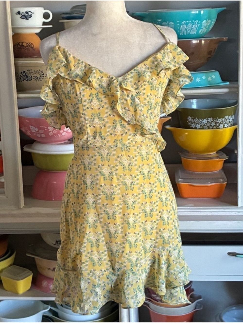 Anthropologie Plumberry Yellow Flirty Floral Dress - Size Small